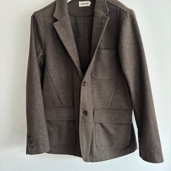 Taylor Stitch Olive Brown Wool Tweed Norfolk Hunting Jacket / Blazer - 42 Large - Picture 9 of 16